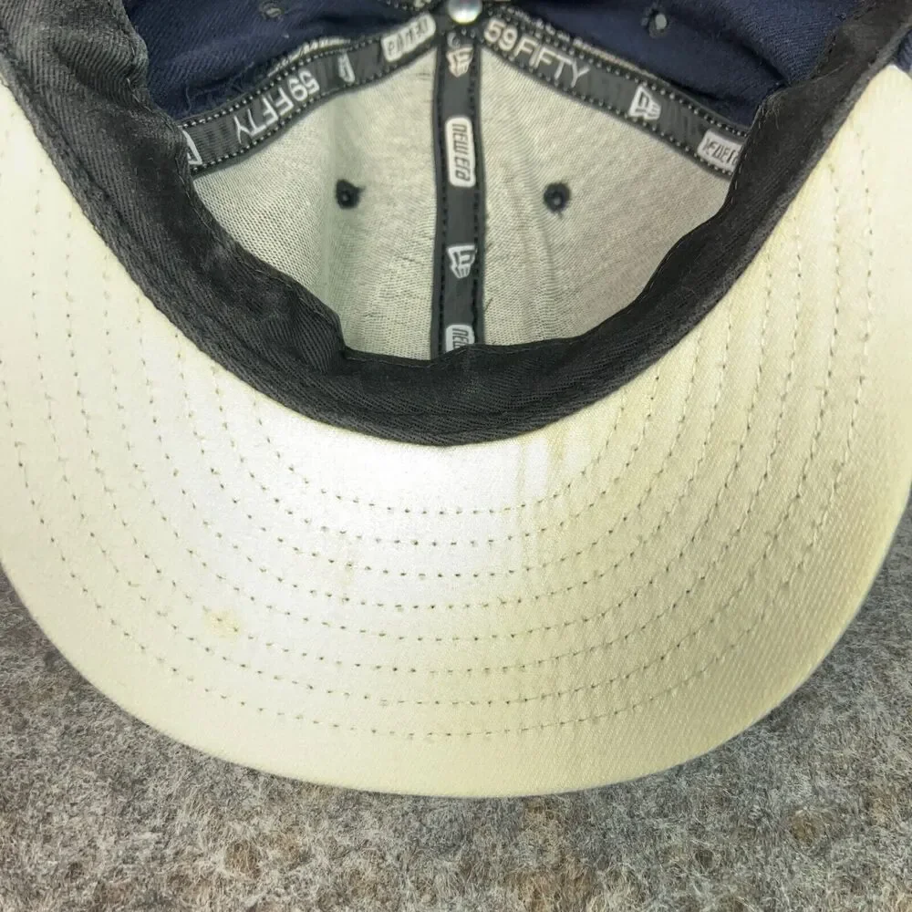 Vtg New York Yankees Mens Hat Cap 7 3/8 Navy White New Era 59Fifty Wool Baseball